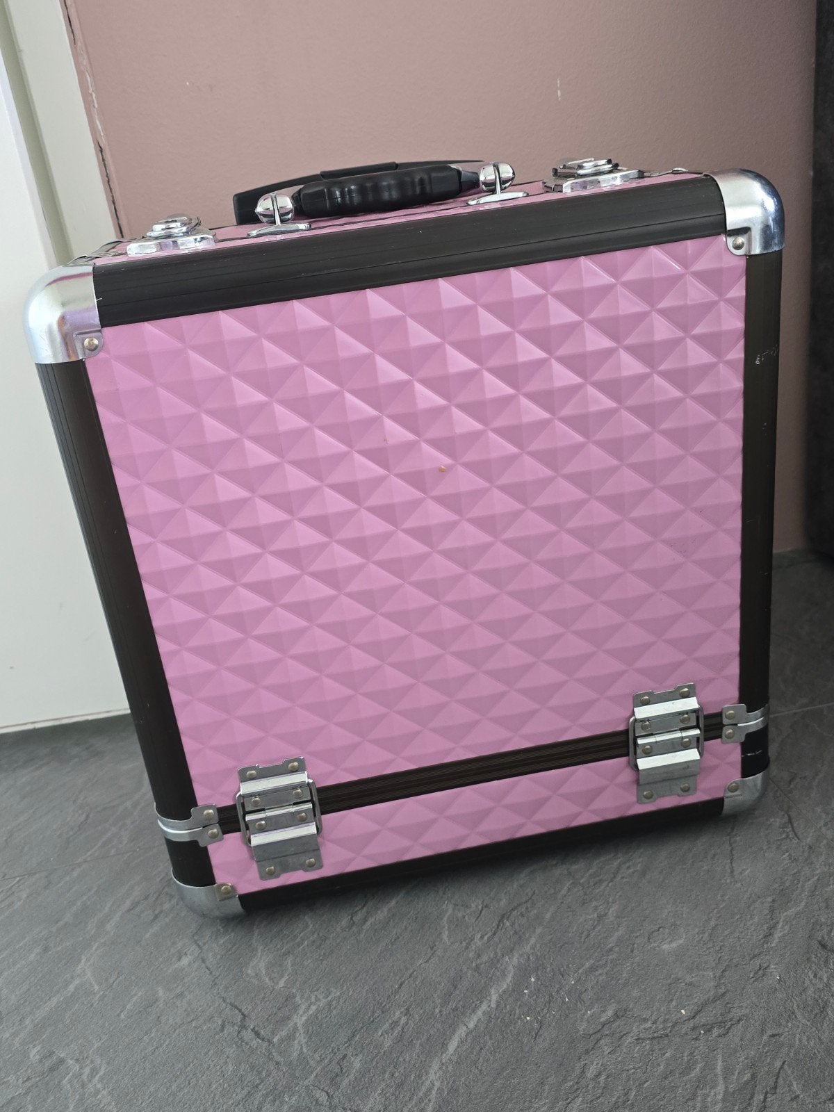 Roze Make-up Trolley met Uitschuifbaar Handvat, Ophalen of Verzenden, Gebruikt, Roze, Toebehoren