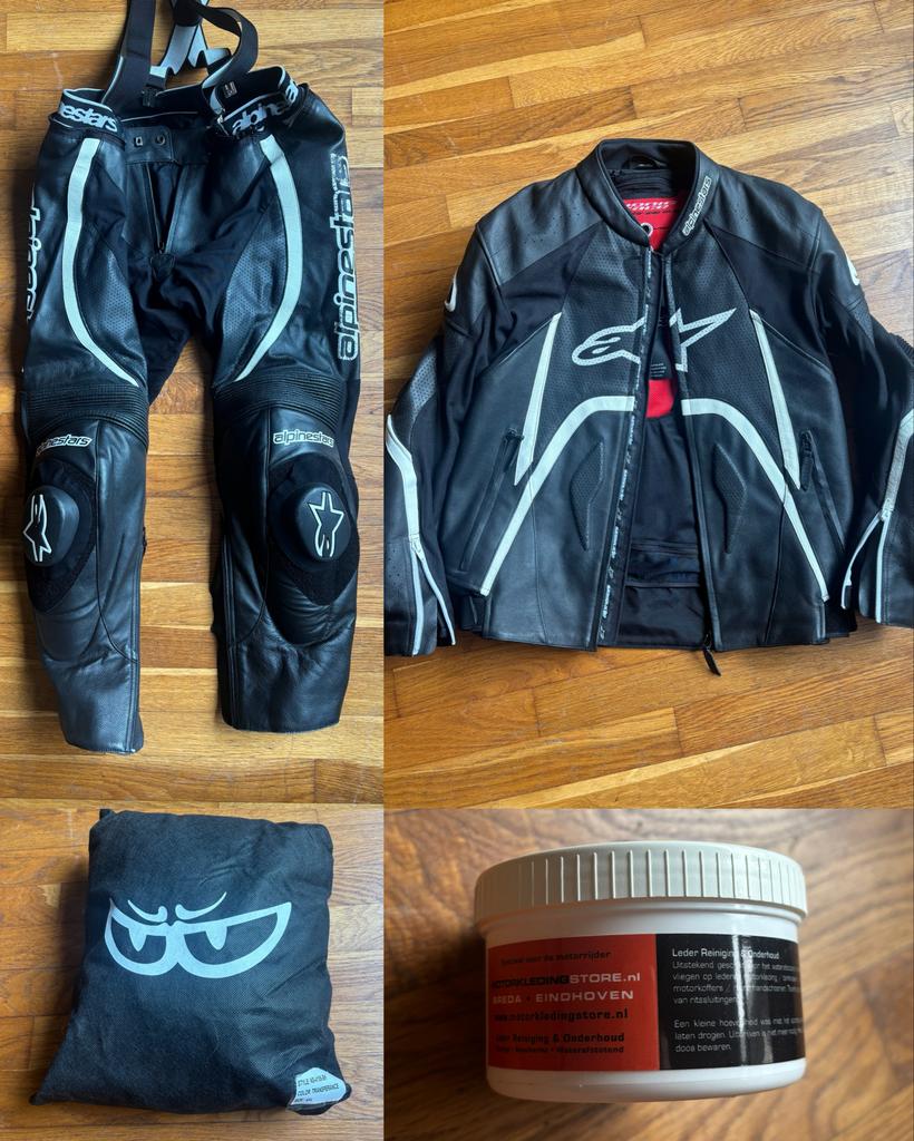 Alpinestars Leren Motorpak (Jas & Broek) Zo goed als nieuw!, Motoren, Kleding | Motorkleding, Ophalen, Tweedehands, Heren, Combipak