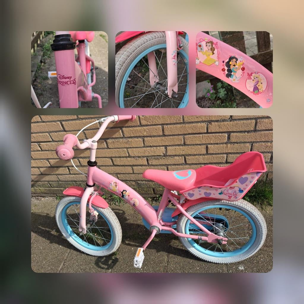 Prinsessenfiets 16 inch - Zo goed als nieuw!, Fietsen en Brommers, Fietsen | Kinderfietsjes, Ophalen of Verzenden, Zo goed als nieuw