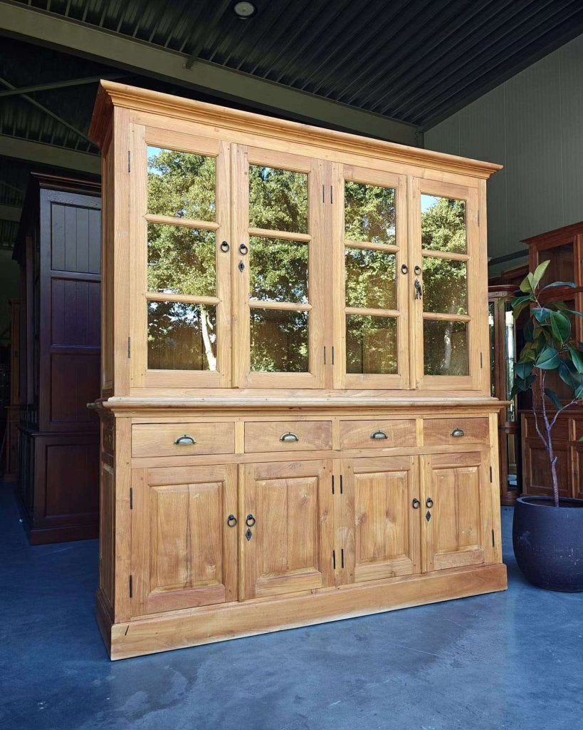Teakhouten winkelkast | Laag model | Vitrinekast teak #4790, Gebruikt, -, 200 cm of meer, -