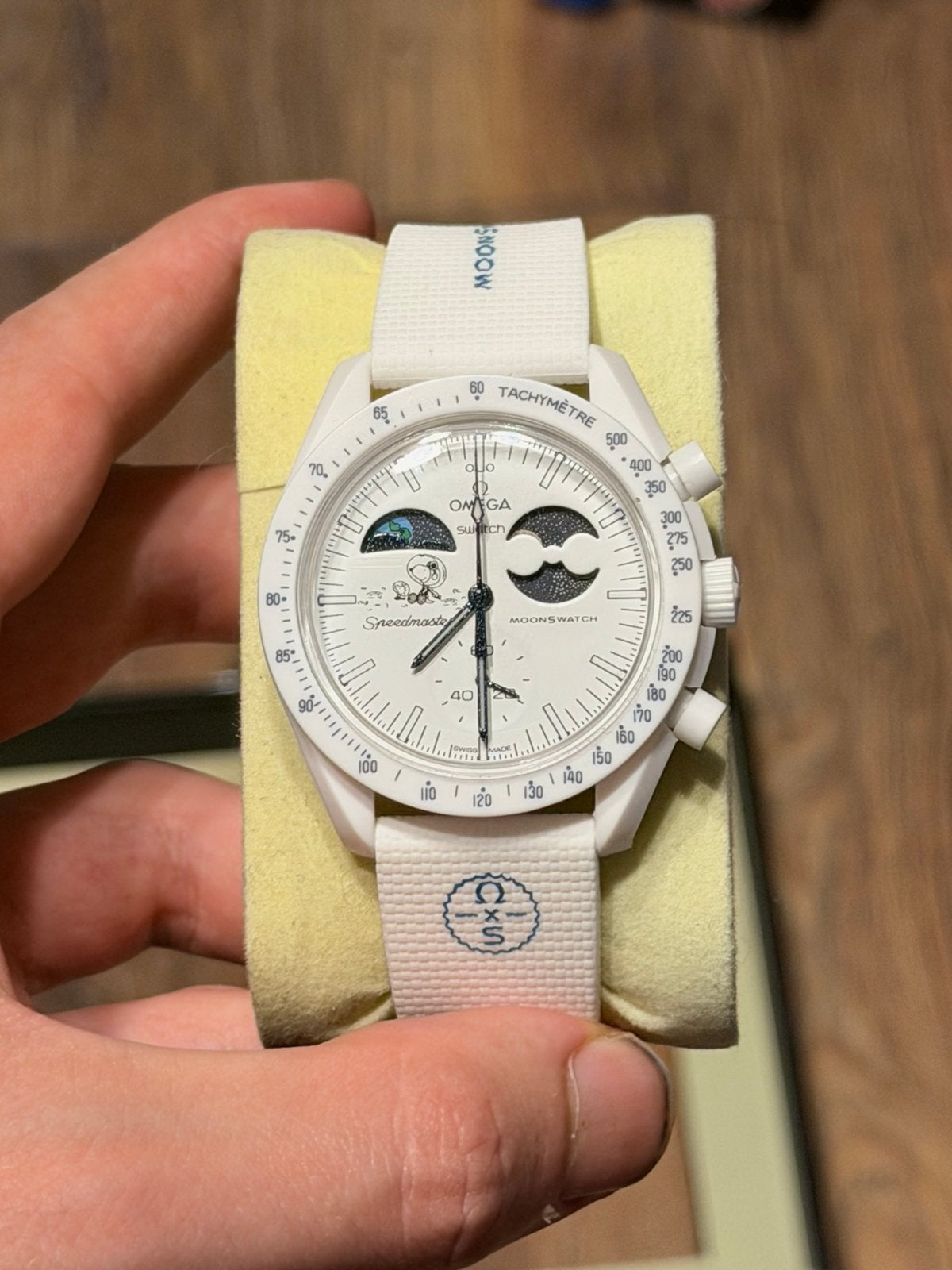 Omega x swatch mission to earthphase moonshine gold, Ophalen of Verzenden, Gebruikt, Kunststof, Swatch