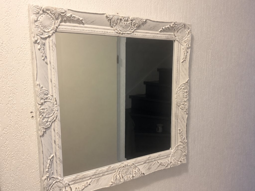 Mooie Barok Spiegel 60x60 cm – Crème/Wit
