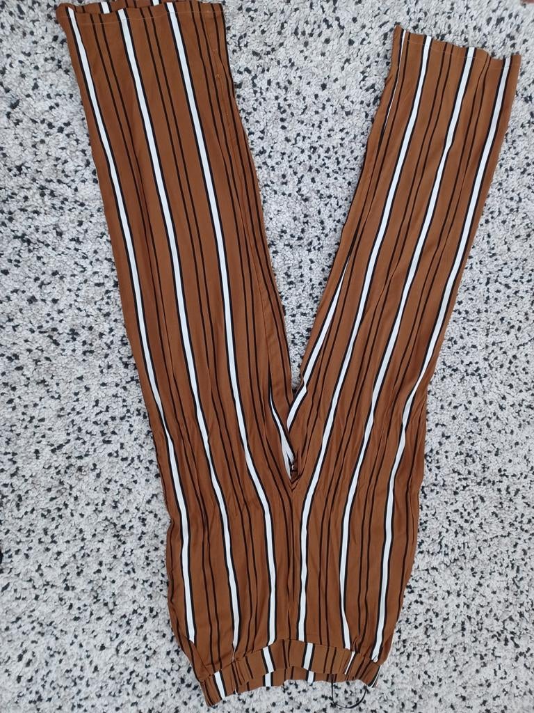 Bruine gestreepte broek met wijde pijpen xs Vila, Bruin, Vila, Nieuw, Ophalen of Verzenden