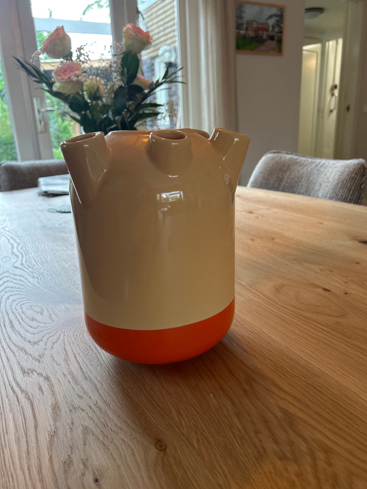 Tulpenvaas HEMA, Huis en Inrichting, Woonaccessoires | Vazen, Ophalen, Aardewerk of Porselein, Nieuw, Oranje