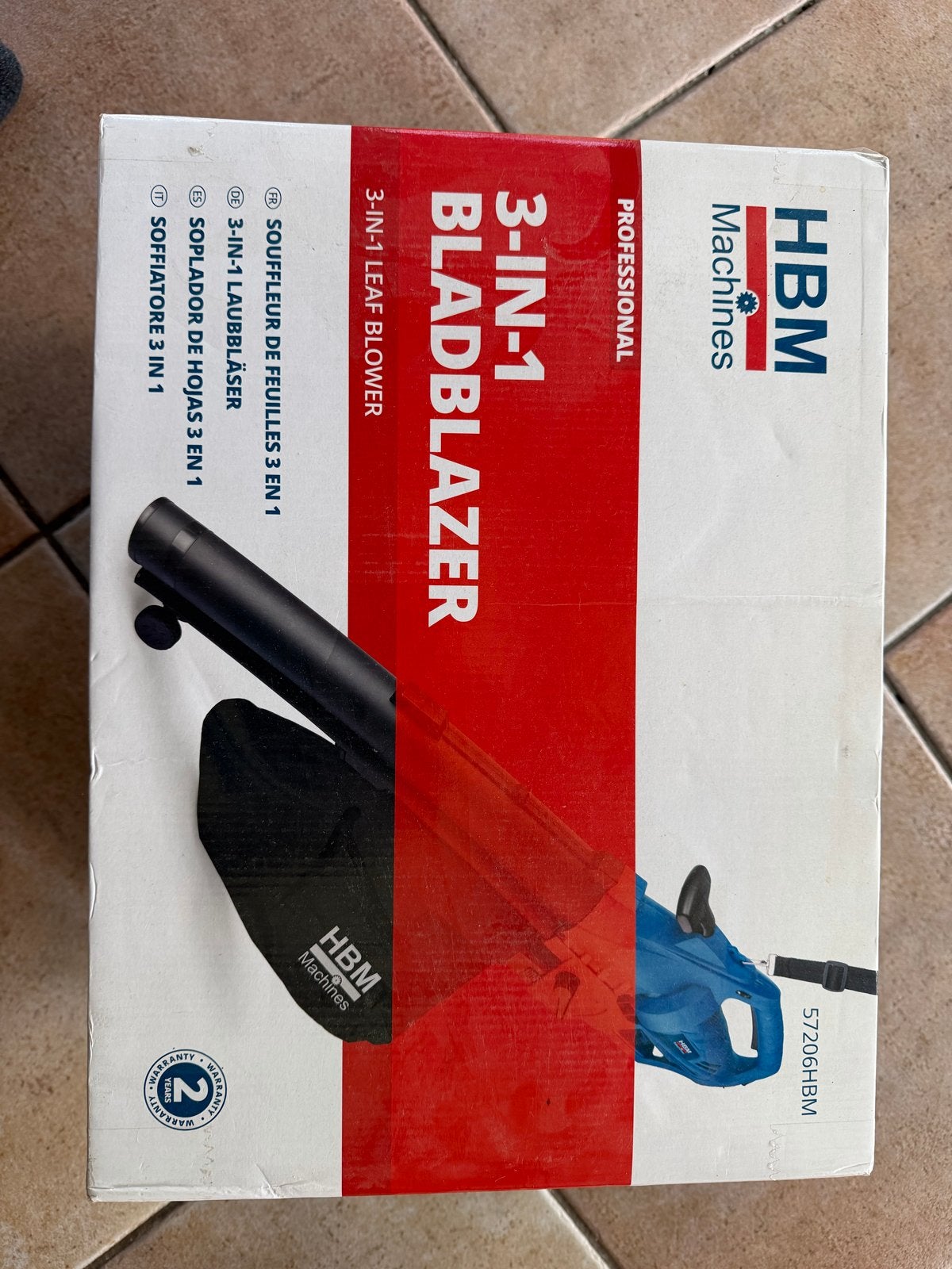 Nieuwe HBM 3-in-1 Bladblazer - 3000W, 270 km/u, 35L zak, Handgedragen, Nieuw, Ophalen of Verzenden, Met opvangzak
