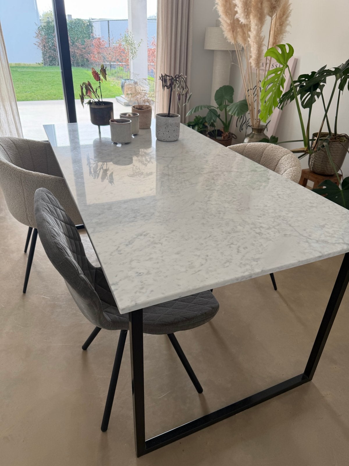 Marmeren tafel, Huis en Inrichting, Tafels | Eettafels, Ophalen, Overige materialen, 50 tot 100 cm, Zo goed als nieuw