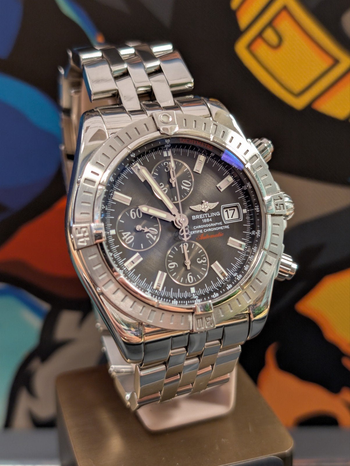 Breitling Chronomat evolution zwarte wijzerplaat, Ophalen of Verzenden