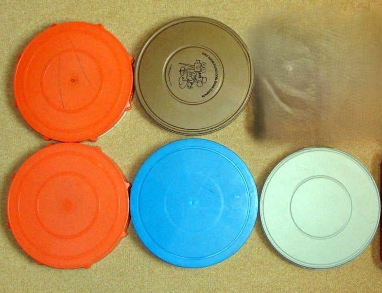 5 stuks gebruikte filmspoelen voor 250-300 meter 16mm film, Ophalen, 16mm film