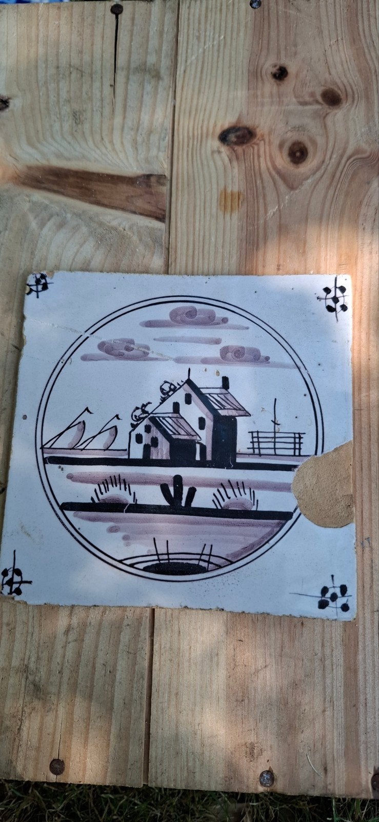 19 antieke tegel Makkum of Harlingen rond 1850, Ophalen of Verzenden