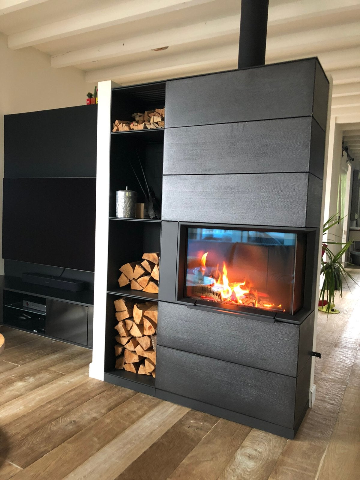 Houtkachel Hase Padua 185 met liftdeur, Huis en Inrichting, Ophalen, Gebruikt, Houtkachel, Vrijstaand