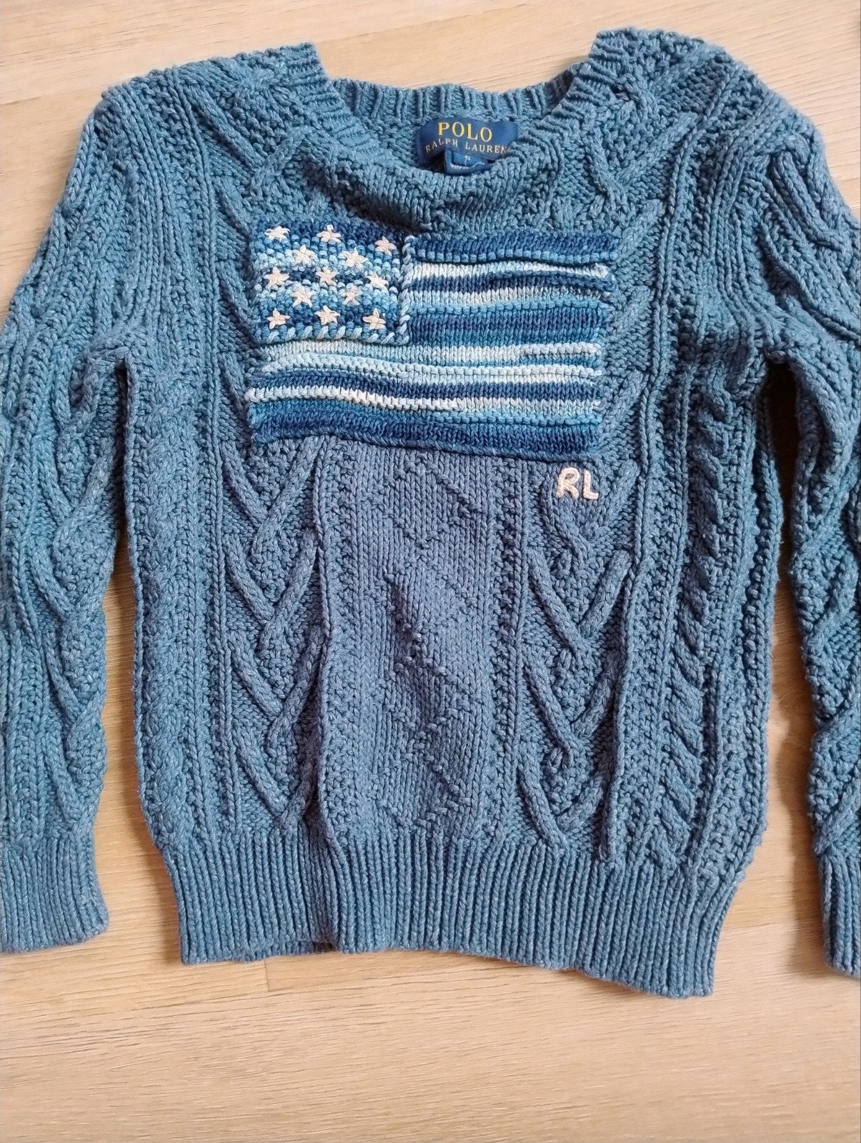 Ralph Lauren trui maat 5 - Blauw gebreid, Gebruikt, Meisje, Trui of Vest, Ophalen of Verzenden