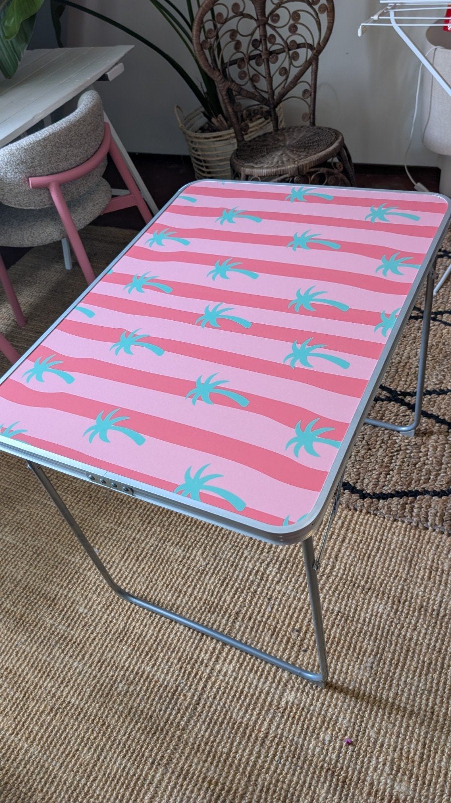 Leuke opvouwbare campingtafel met palmboomprint, Caravans en Kamperen, Kampeermeubelen, Ophalen, Gebruikt, Campingtafel