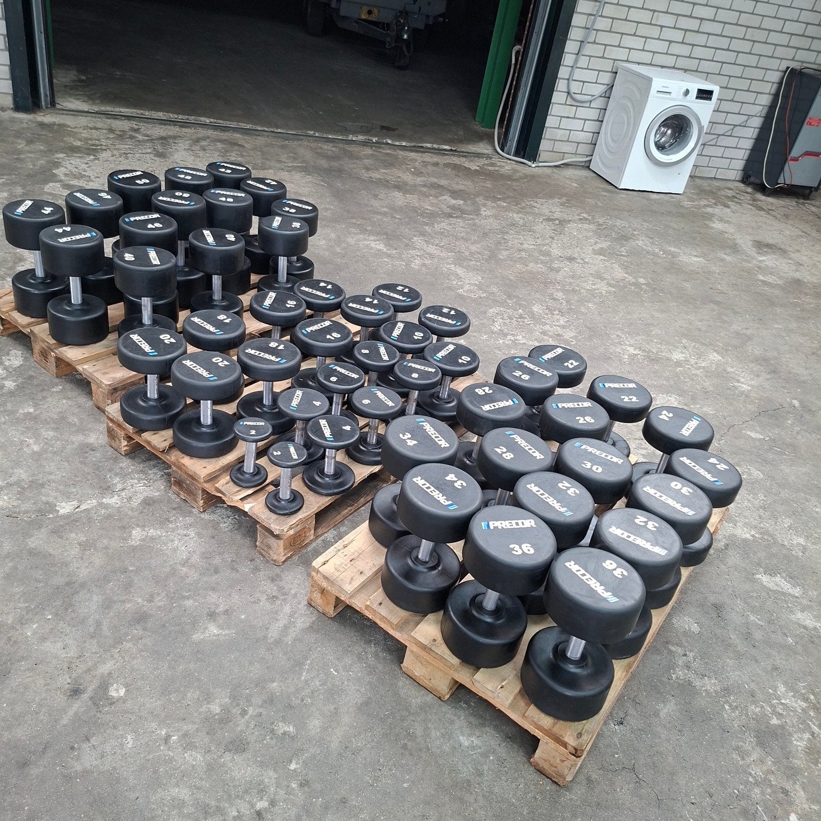 Precor Urethane Dumbells Set 2 kilo tot 50 kilo Compleet, Ophalen, Zo goed als nieuw, Dumbbell