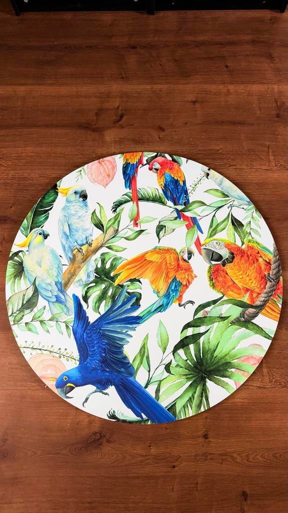 Heinen Delfts Blauw Wandbord - Tropische Vogels - 80cm, Huis en Inrichting, Woonaccessoires | Wanddecoraties, Ophalen