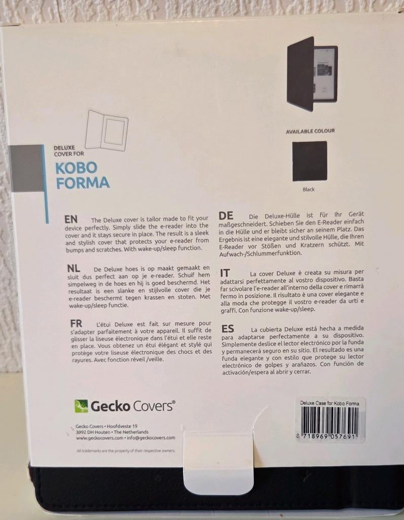 Gecko Covers Deluxe Cover voor Kobo Forma - Zwart, Computers en Software, E-readers, Touchscreen, Nieuw, Ophalen of Verzenden