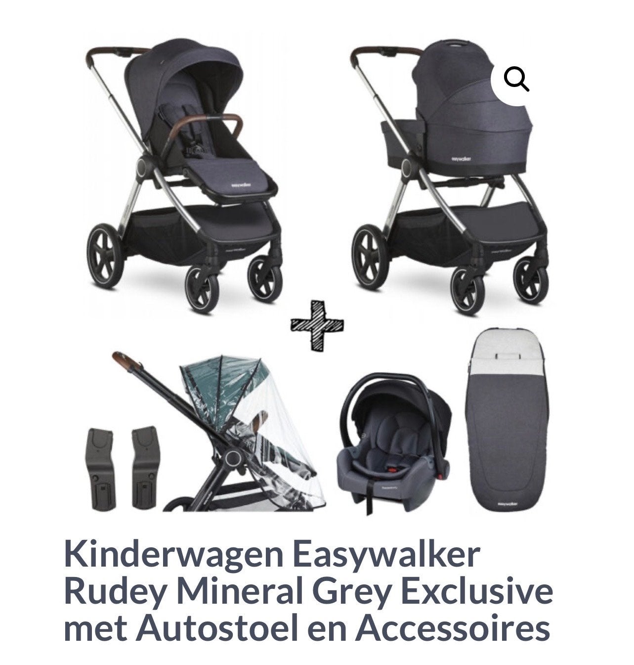 Easywalker Rudey Mineral Grey Combiwagen met Maxi-Cosi, Overige merken, Ophalen of Verzenden, Zo goed als nieuw, Combiwagen
