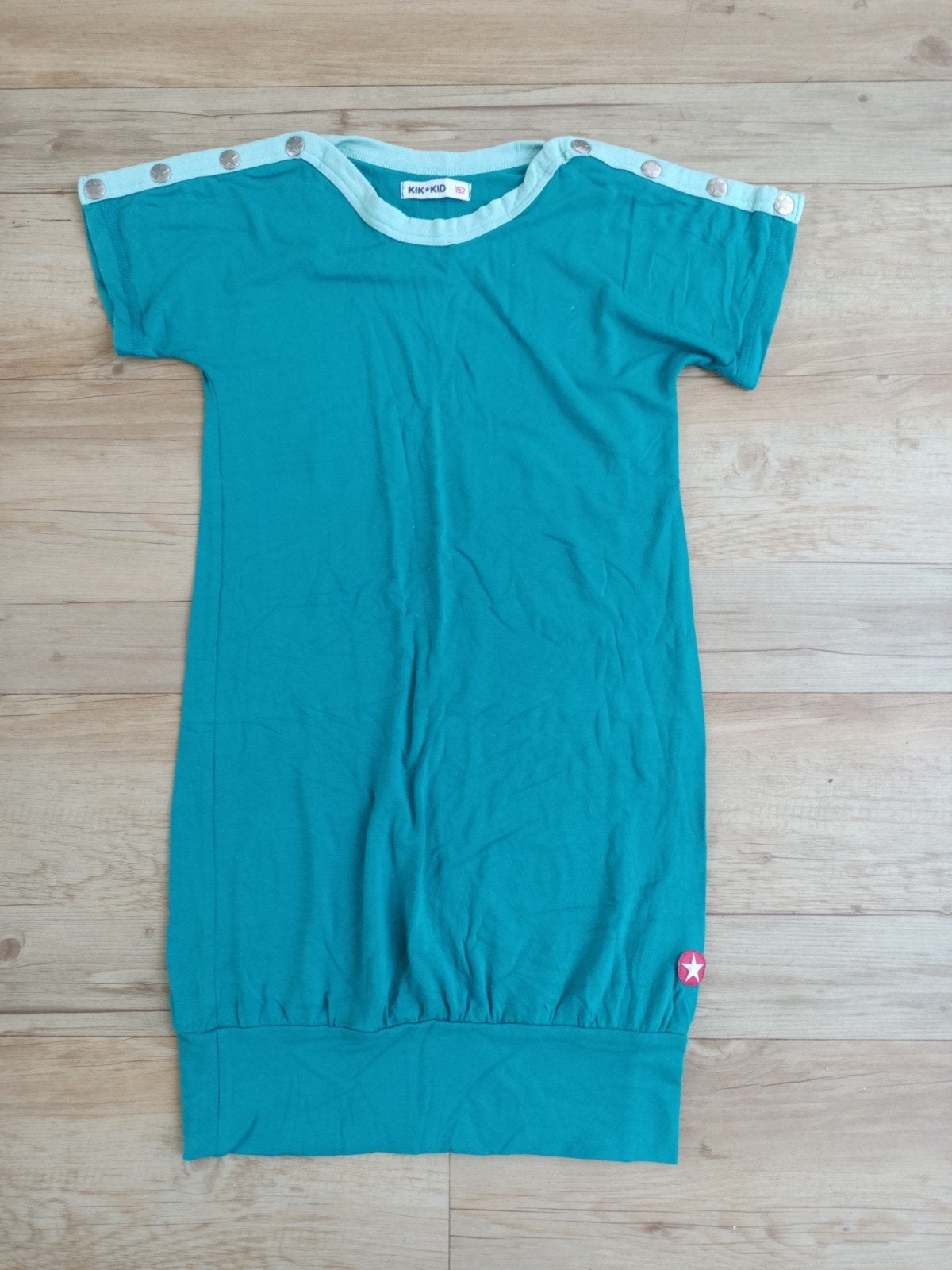 KIK*KID Groen Blauwe Jurk Maat 152, KIK*KID, Meisje, Ophalen of Verzenden, Zo goed als nieuw