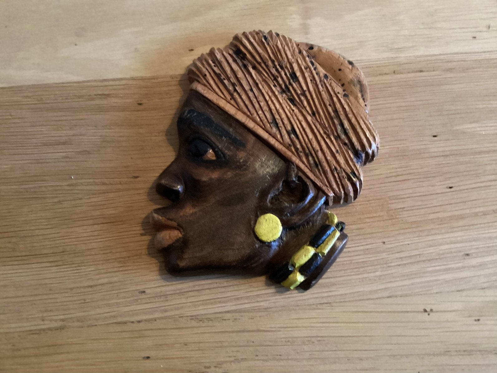 houten wanddecoratie met vrouwenhoofd, Ophalen of Verzenden