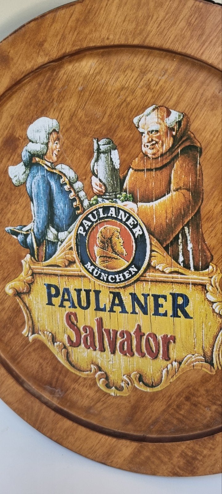 Paulaner bier weizen reclamebord bord mancave, Ophalen of Verzenden, Gebruikt, Reclamebord