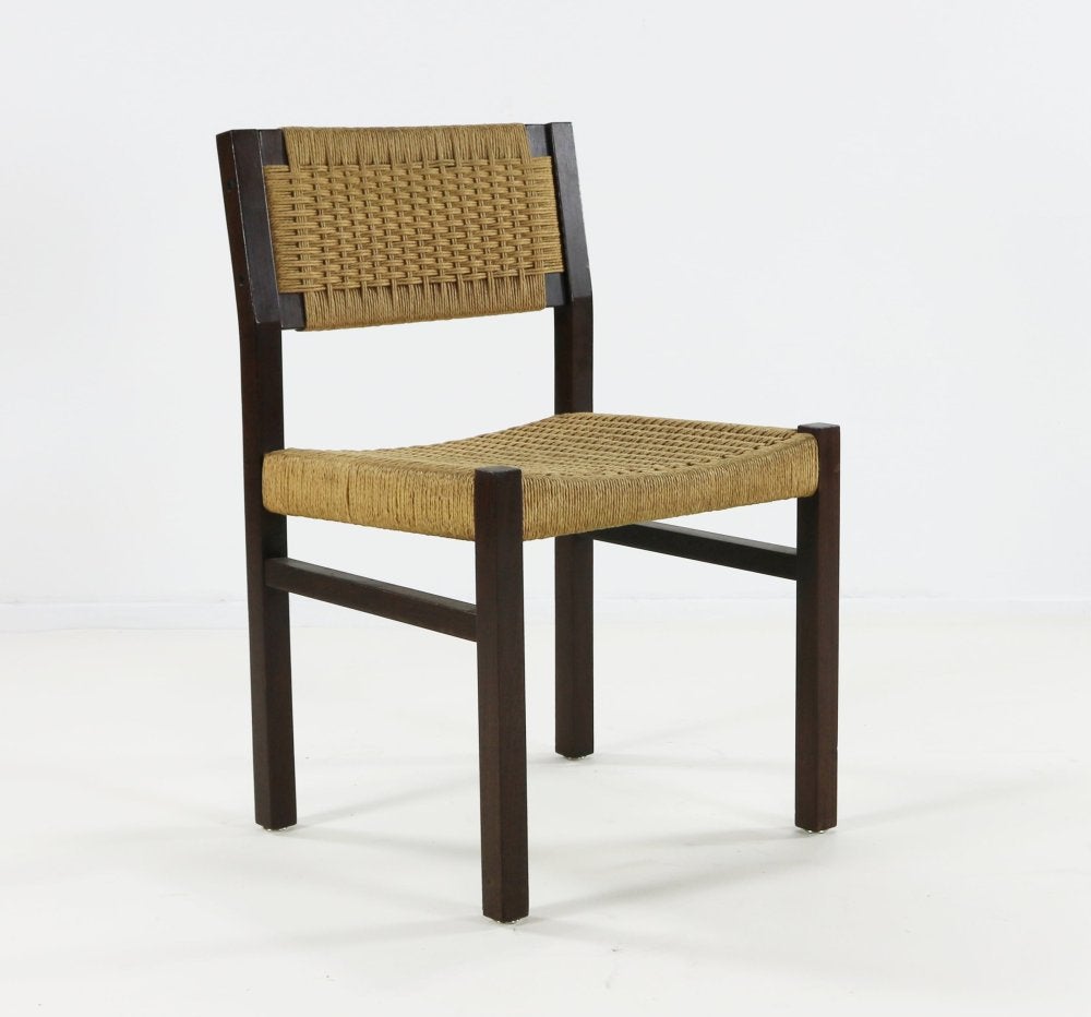 Set van 4 Arnold Merckx eetkamerstoelen voor Fristho Holland, Bruin, Zo goed als nieuw, Vier, Hout
