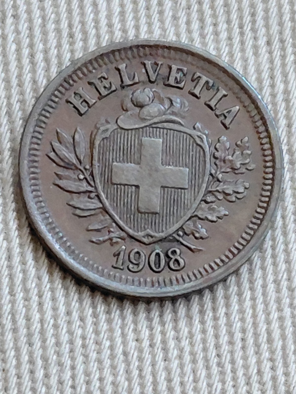 Zwitserland 1 Rappen 1908, Verzenden, Overige landen, Losse munt