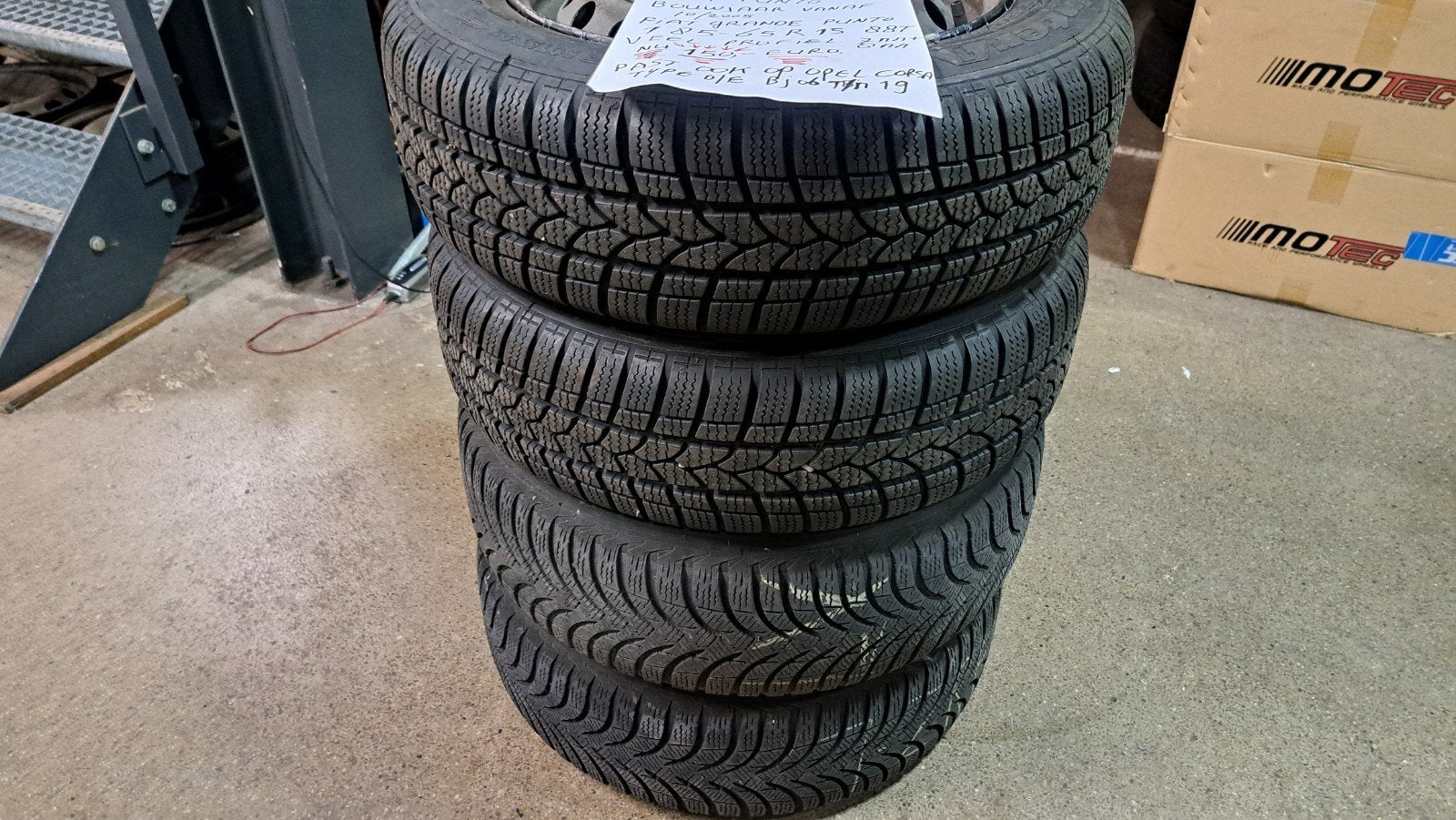 Winterbanden set Fiat Punto / Opel Corsa type D/F 185/65R15, Gebruikt, 15 inch, Banden en Velgen, Personenwagen