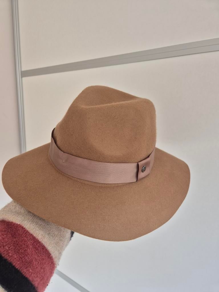 Bruine Wol hoed met lint, Kleding | Dames, Hoeden en Petten, Ophalen, Zo goed als nieuw