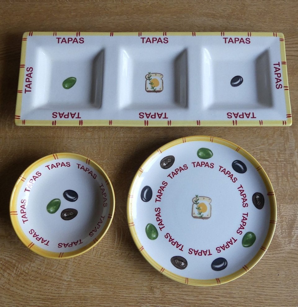 Oil & Vinegar tapas set drievaks schaal tapasbord schaaltje, Huis en Inrichting, Gebruikt, Ophalen of Verzenden, Schaal of Schalen