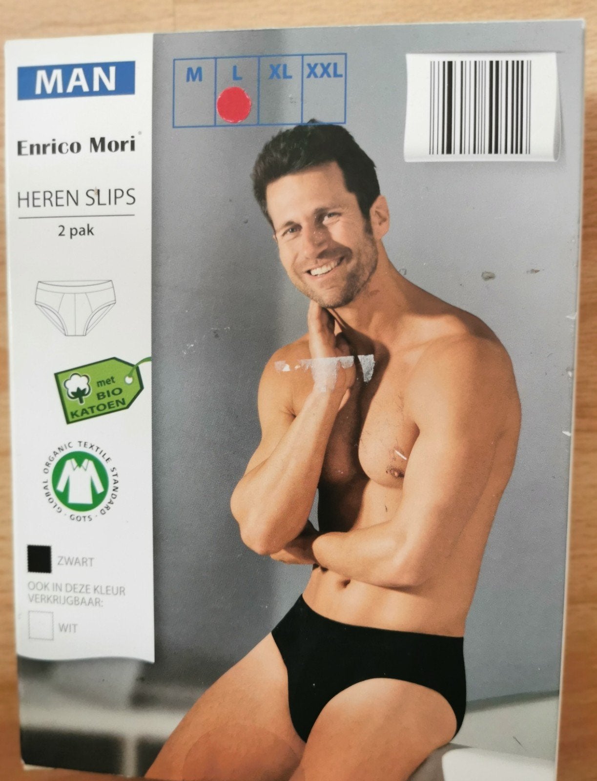 Enrico Mori Heren Slips - 2 Stuks Zwart Katoen Elastaan, Kleding | Heren, Ondergoed, Ophalen of Verzenden, Zwart, Enrico Mori