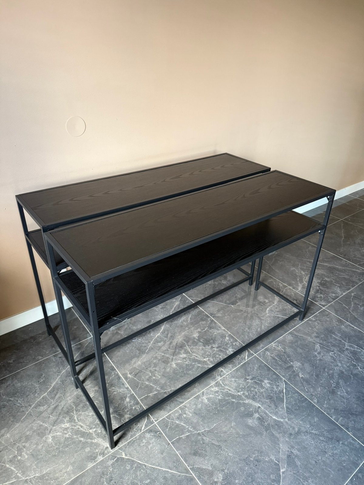 Zwarte sidetable / wandtafel industrieel – nette staat, 100 tot 150 cm, Ophalen of Verzenden, Zo goed als nieuw, 25 tot 50 cm
