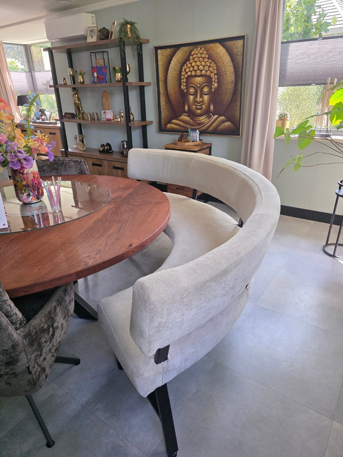 Tafel, Huis en Inrichting, Tafels | Eettafels, Ophalen, Rond, 50 tot 100 cm, Zo goed als nieuw