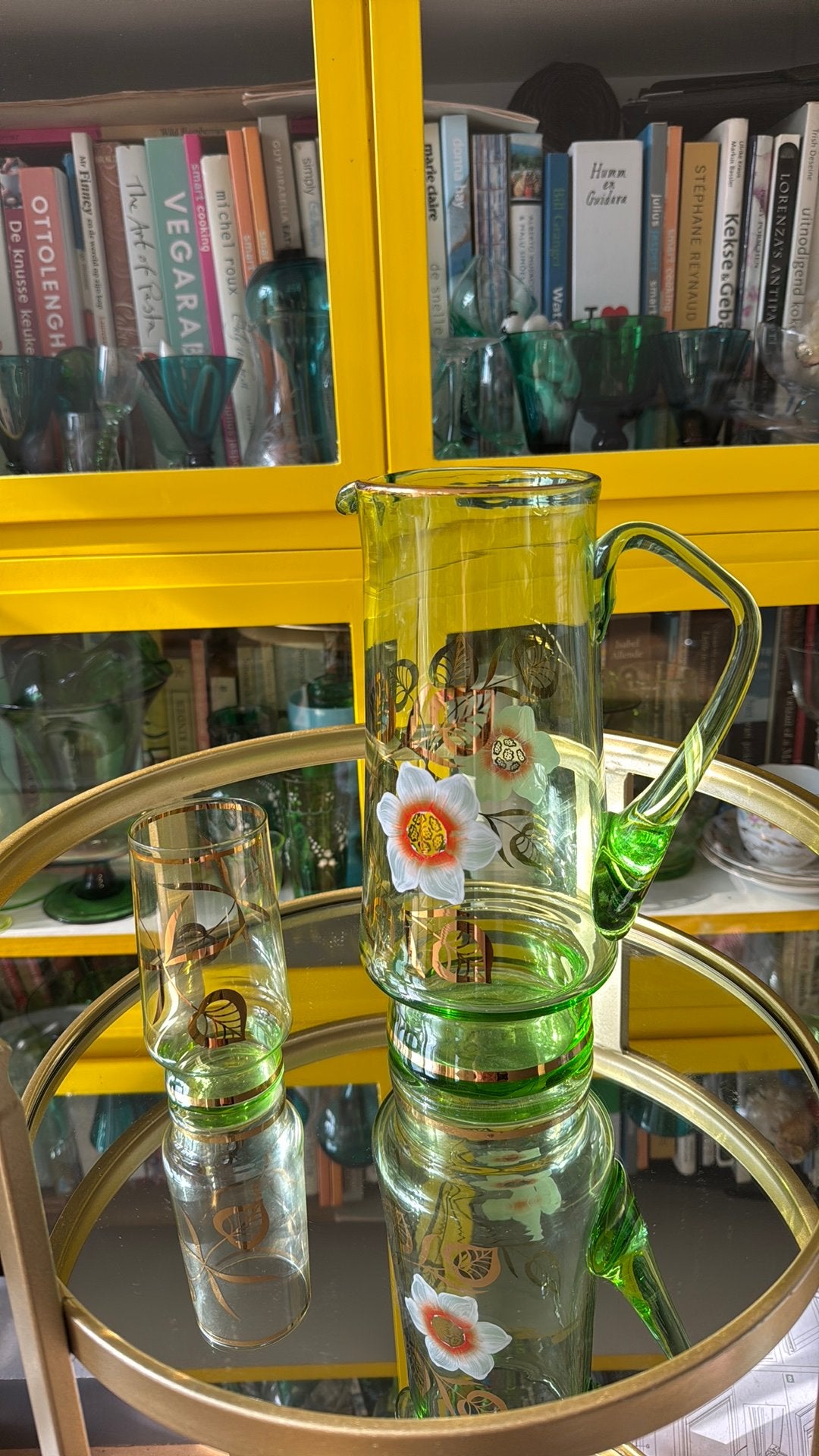 Prachtige groen glazen waterkan karaf met luster Annagroen?, Verzamelen, Ophalen of Verzenden, Zo goed als nieuw, Overige typen