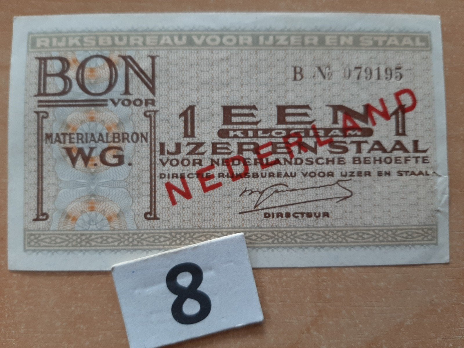 distributiebon bonkaart 1 KG IJzer en Staal, Verzamelen, Militaria | Tweede Wereldoorlog, Ophalen of Verzenden, Landmacht, Nederland