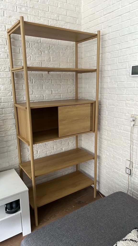 JYSK Boekenkast/Opbergrek LINDVED - Eikenhout Look, Huis en Inrichting, Kasten | Boekenkasten, Ophalen, 50 tot 100 cm, Zo goed als nieuw