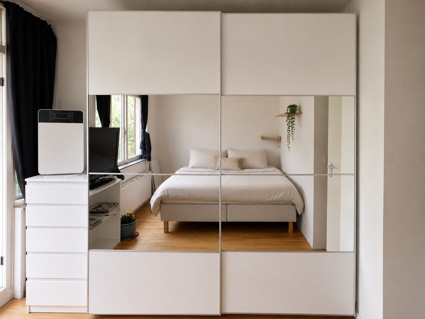 Kledingkast met spiegeldeuren - 200x236x60 cm, Ophalen, Met deur(en), 200 cm of meer, 150 tot 200 cm