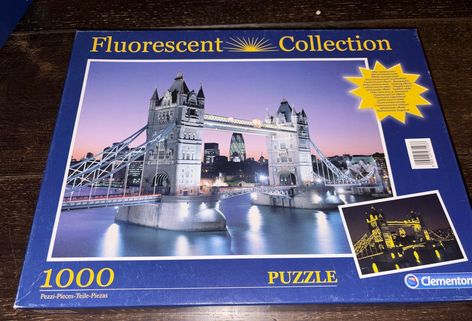 Clementoni Fluorescent Collection Tower Bridge 1000 stukjes, Ophalen of Verzenden, 500 t/m 1500 stukjes, Zo goed als nieuw, Legpuzzel