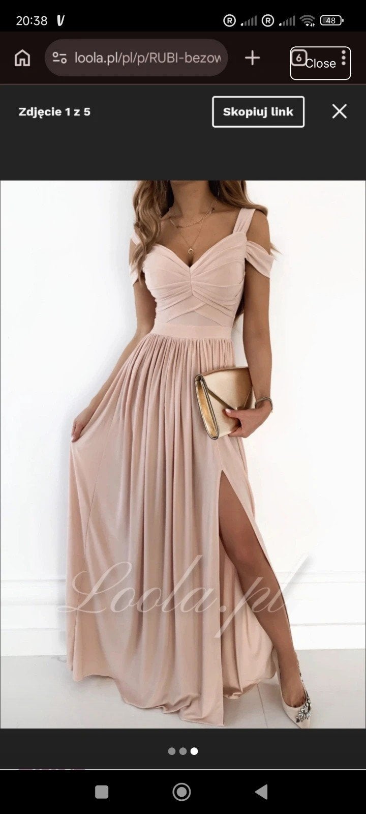 Elegante Maxi Jurk met Split - Looola, Maat 38/40 (M), Verzenden, Beige, Nieuw