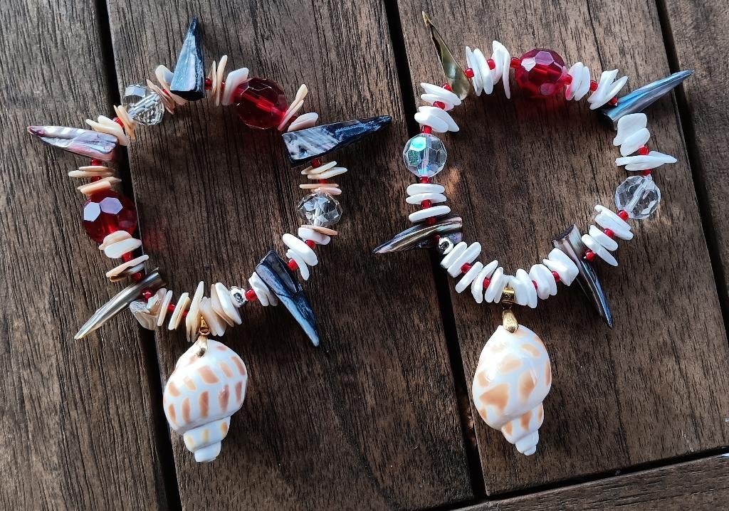 DD56 kleine armband schelpen, parelmoer en boheems kristal, Sieraden, Tassen en Uiterlijk, Armbanden, Overige materialen, Verzenden