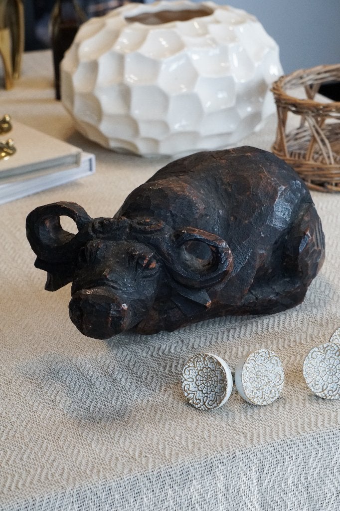 Houten buffel, Houtsnijwerk, Ophalen of Verzenden, Zoogdier, 20 - 50 cm
