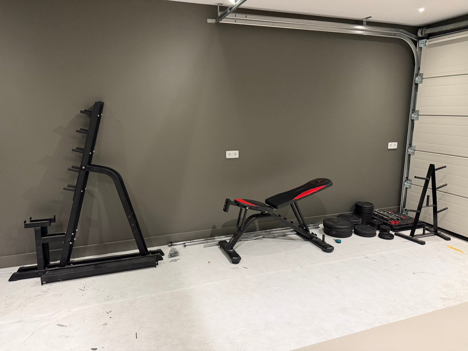 Gewichten, Squat rack, Halterstangen, opbergrek, Bankje, Sport en Fitness, Ophalen, Gebruikt, Overige typen