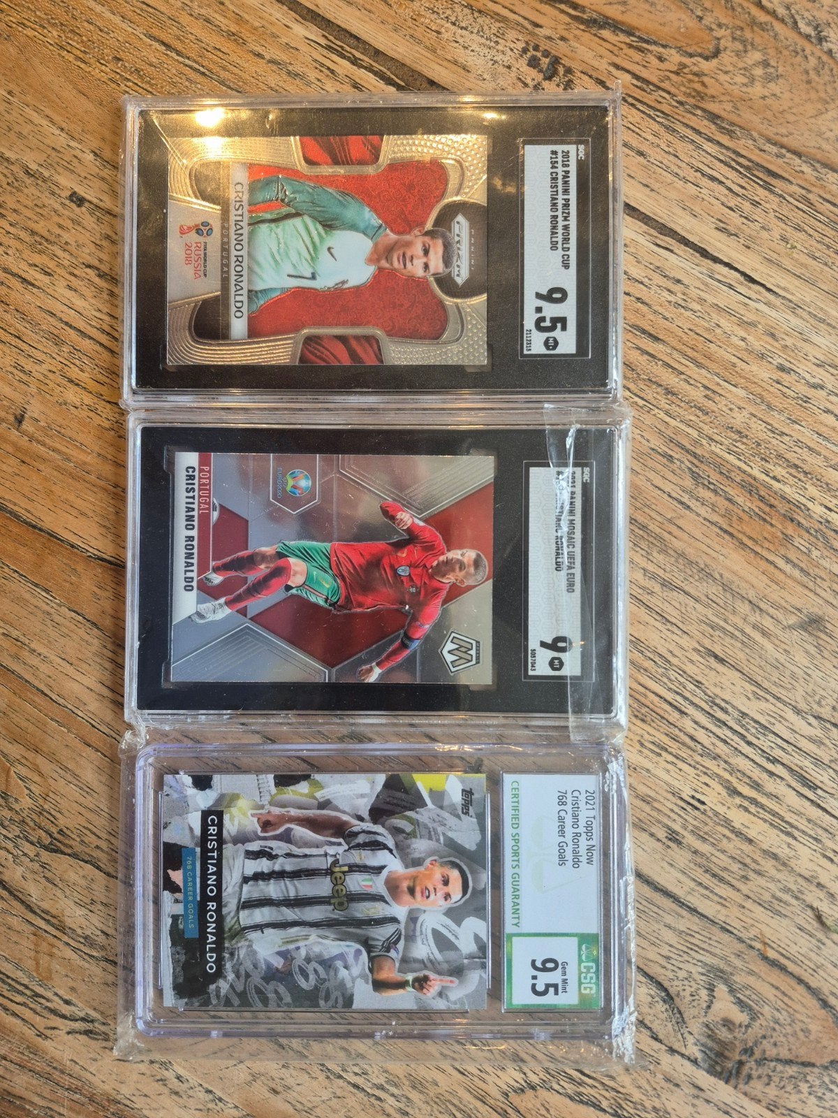 3 Panini Ronaldo Graded Kaarten 9.5/9.0, Ophalen of Verzenden, Zo goed als nieuw, Buitenlandse clubs, Poster, Plaatje of Sticker