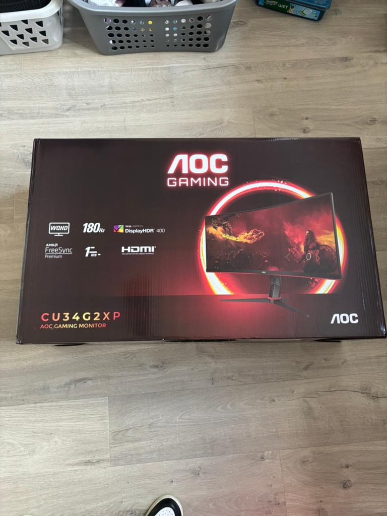 AOC CU34G2XP 34 inch monitor Curved, Computers en Software, Monitoren, Hoofdtelefoonaansluiting, VA, Zo goed als nieuw, 1 tot 2 ms