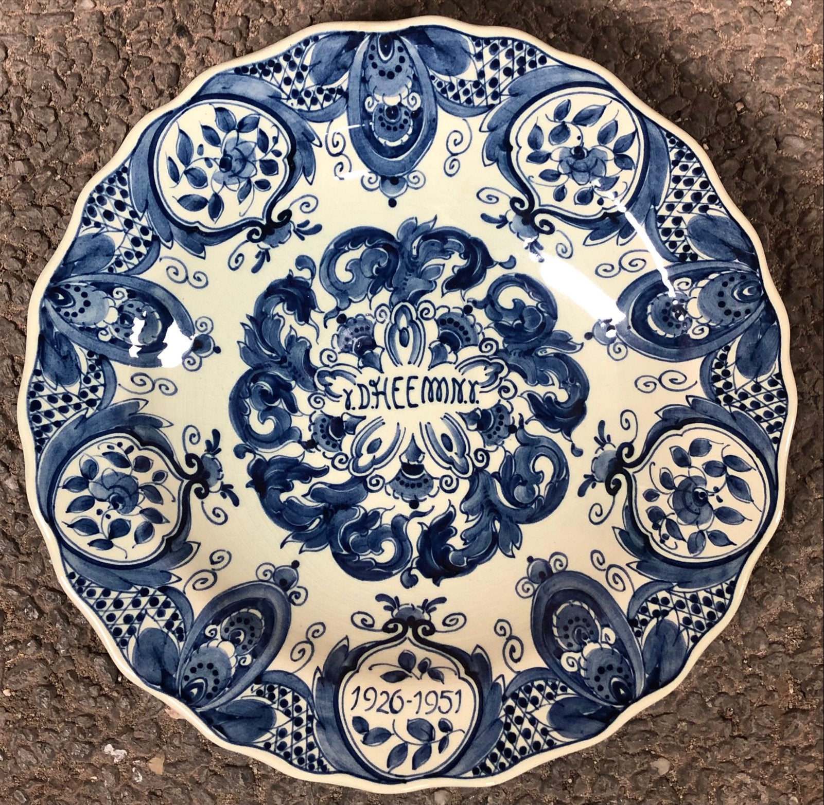 Delfts Blauw Herdenkingsbord V.D. Heemst 1926-1951, Ophalen of Verzenden
