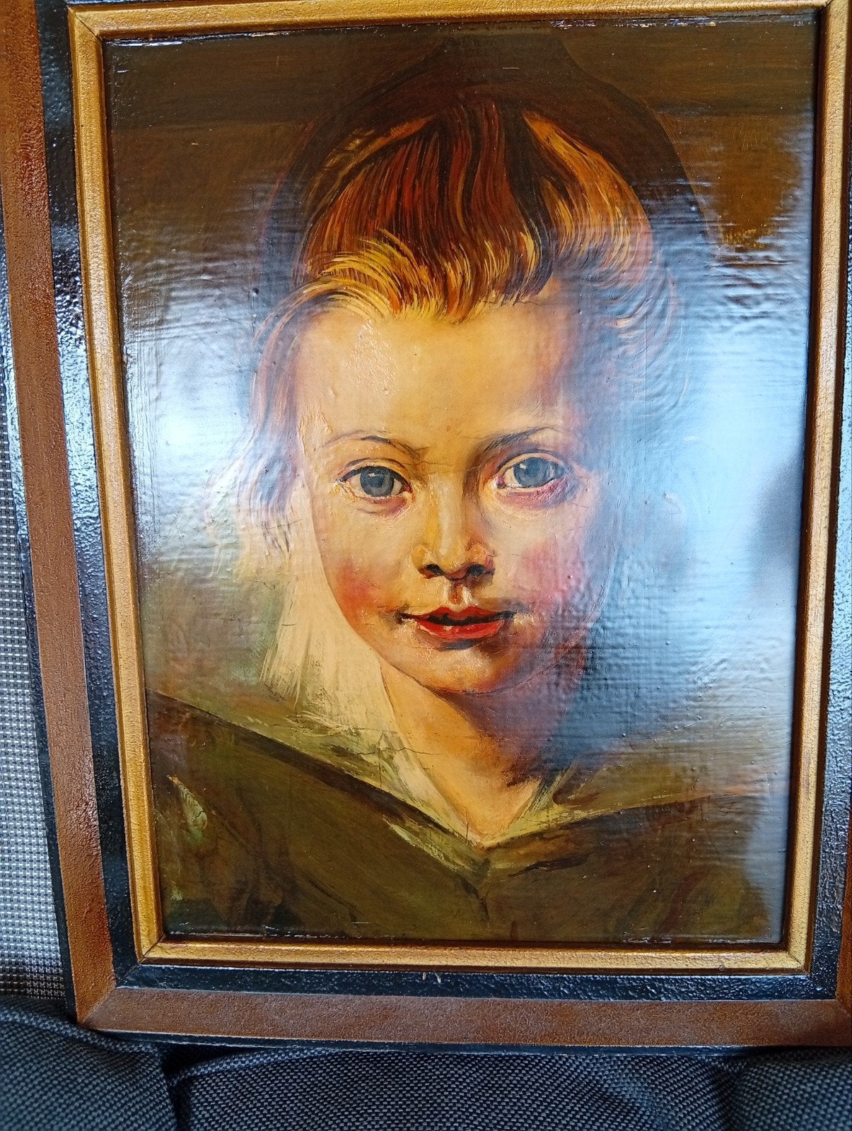 Oud schilderij: Portret van een kind olieverf, Antiek en Kunst, Ophalen of Verzenden