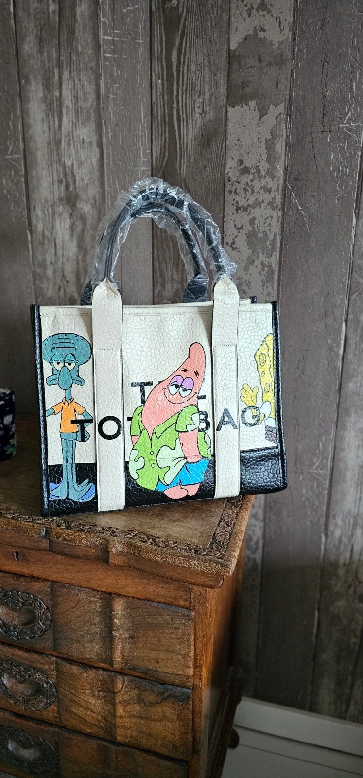 Unieke handbeschilderde tas met SpongeBob figuren, Verzenden, Nieuw