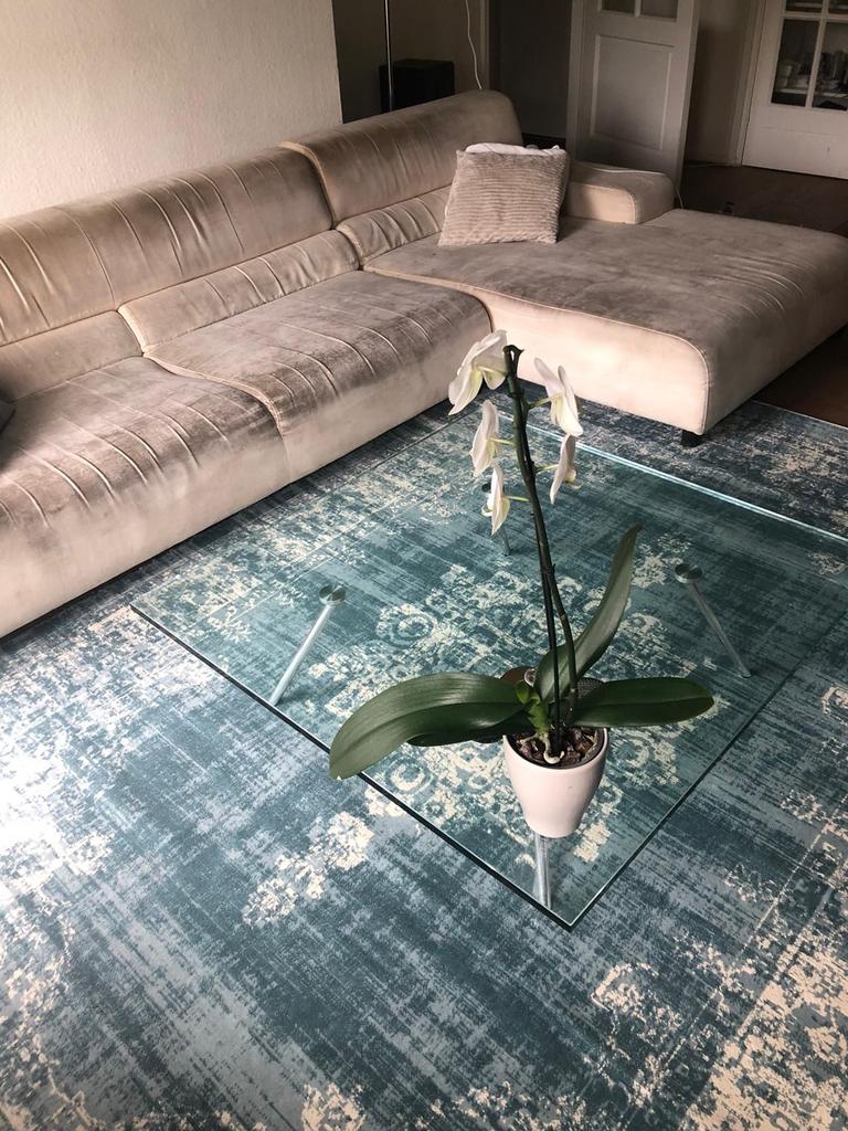 Maupertuus glazen tafel 100x100cm, Gebruikt, Ophalen of Verzenden, Glas, 75 cm of meer
