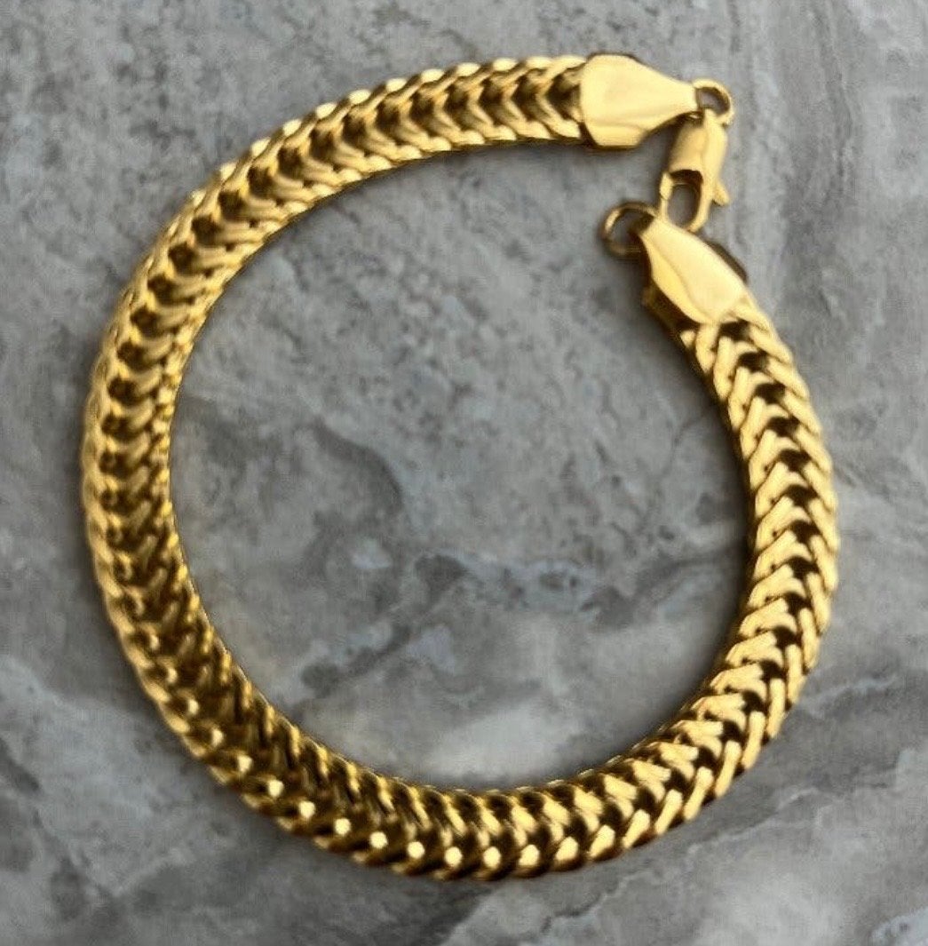 Brede goud vergulde armband - 21 cm - Nieuw, Ophalen of Verzenden, Nieuw, Goud, Overige materialen