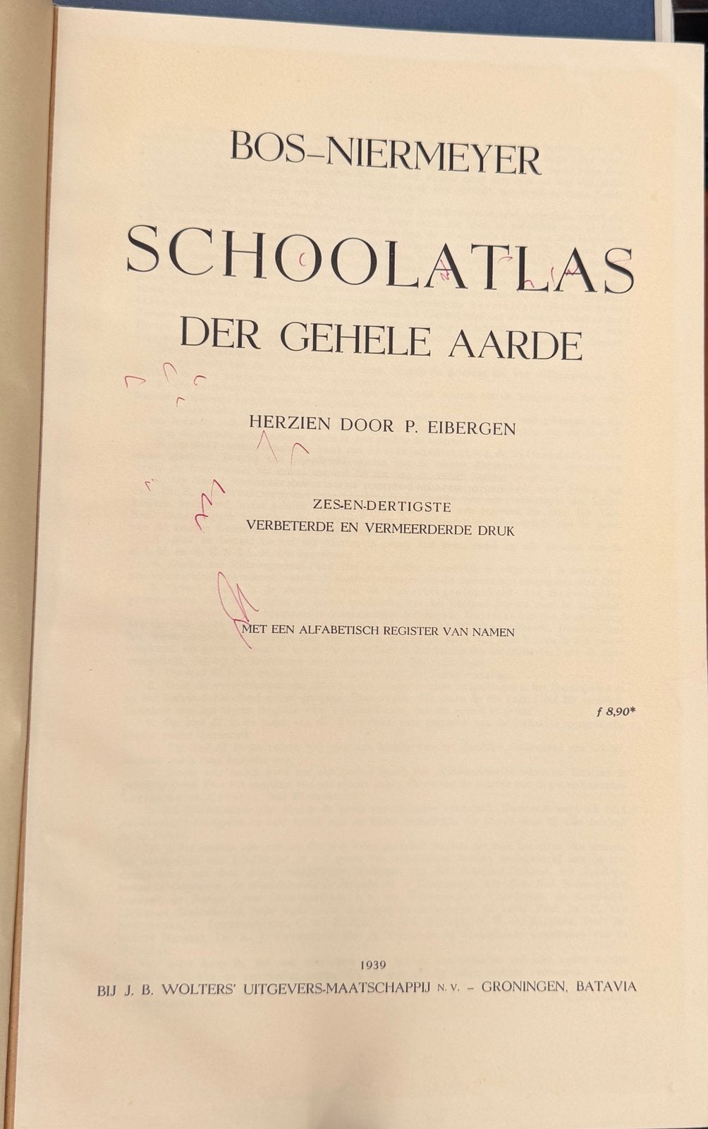 Bos-Niermeyer Schoolatlas der Gehele Aarde 1939, Boeken, Gelezen, Bosatlas, Ophalen of Verzenden, 1800 tot 2000