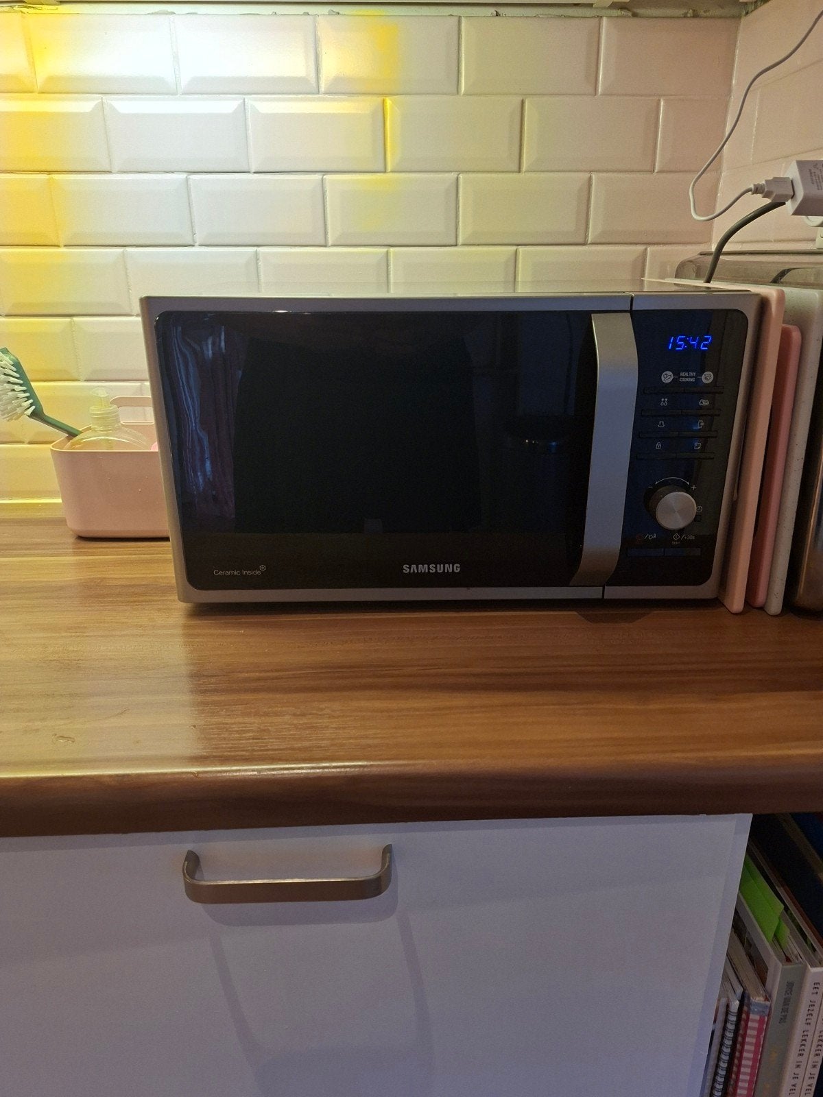 Samsung Solo Magnetron 23L - Zilver/Zwart, Witgoed en Apparatuur, Ophalen, Gebruikt, Magnetron, Draaiplateau