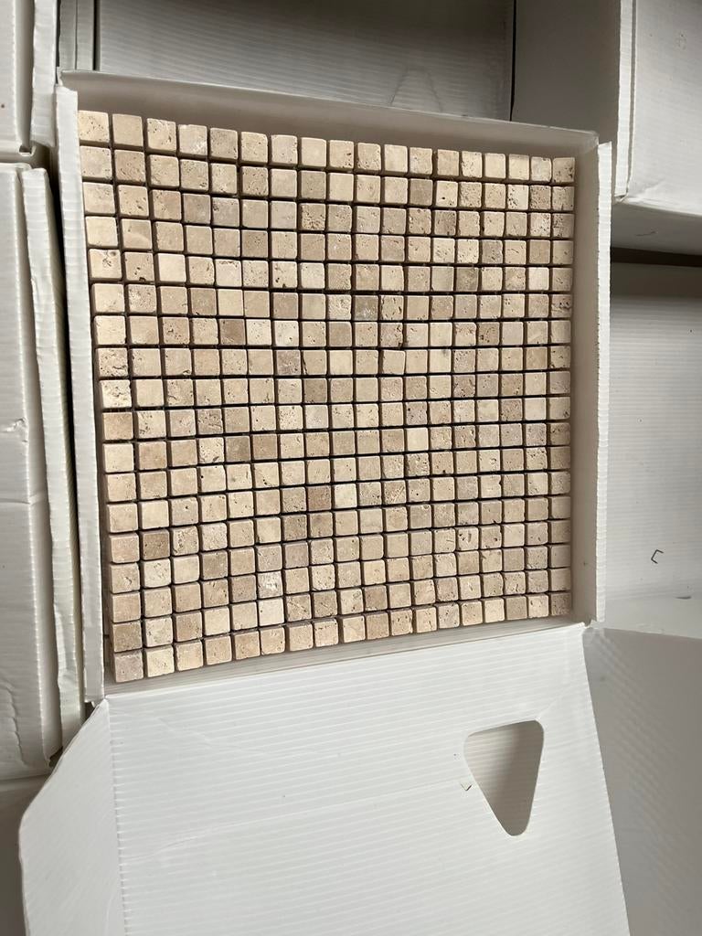 31 m2 Natuursteen mozaiek Travertin Chiaro, Ophalen, Overige typen, Nieuw, 20 tot 40 cm